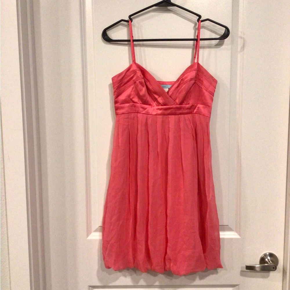 Y2K Marciano Silk Salmon Pink Mini Bubble Dress